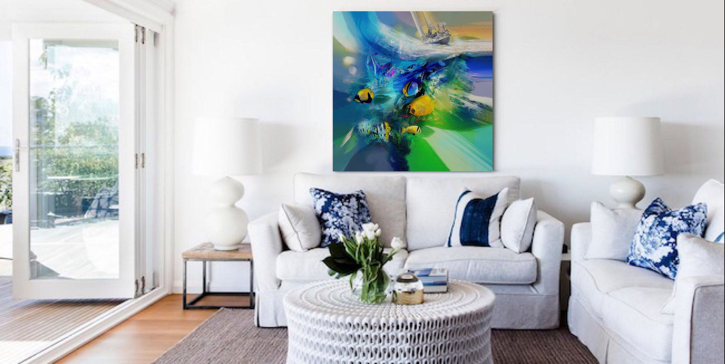 Espitia Fine Art - Acrylic Painting - Marine Painting - NAVEGANTES - 59in x 59in | 150cm x 150cm - 3