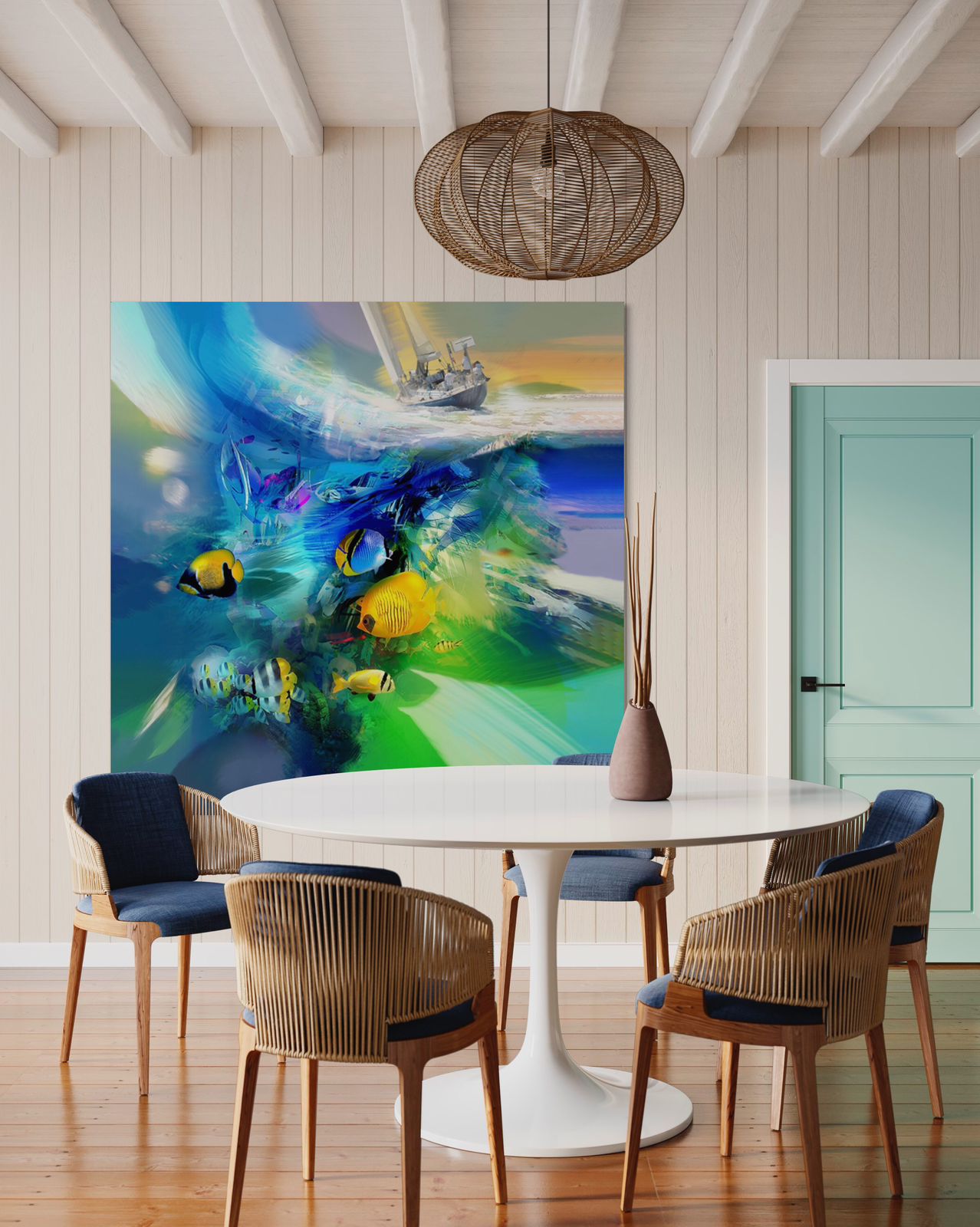 Espitia Fine Art - Acrylic Painting - Marine Painting - NAVEGANTES - 59in x 59in | 150cm x 150cm - 2