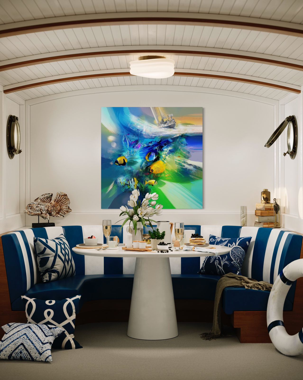 Espitia Fine Art - Acrylic Painting - Marine Painting - NAVEGANTES - 59in x 59in | 150cm x 150cm - 4