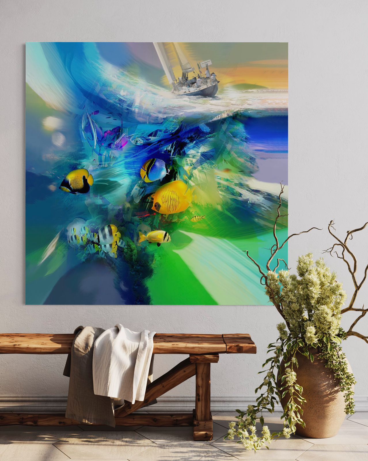 Espitia Fine Art - Acrylic Painting - Marine Painting - NAVEGANTES - 59in x 59in | 150cm x 150cm - 5
